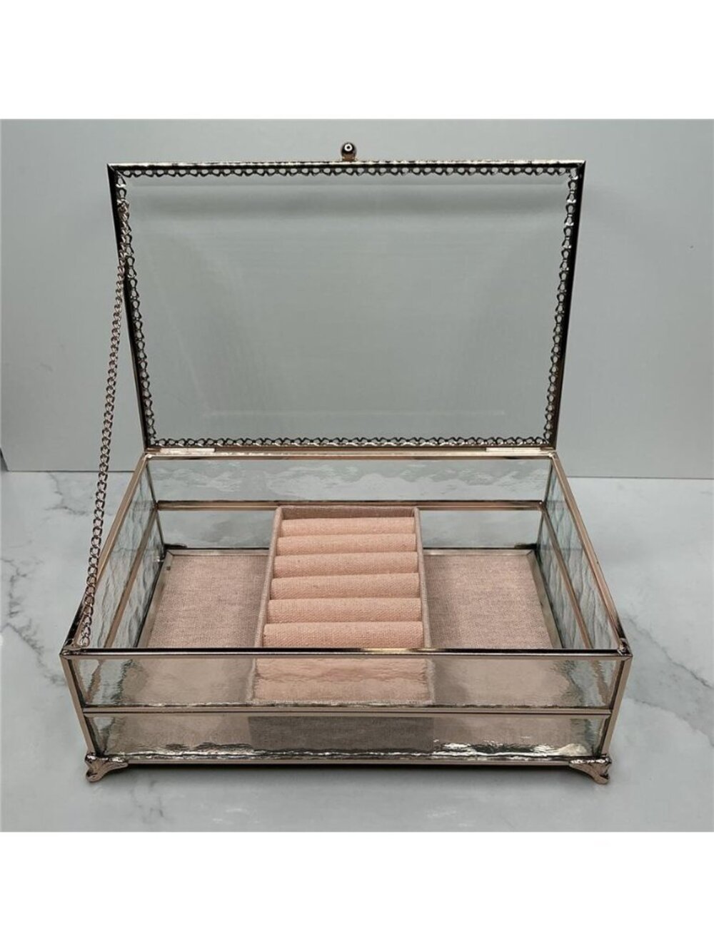 Contemporary Jewelry Box Rose Gold/pink Lining New